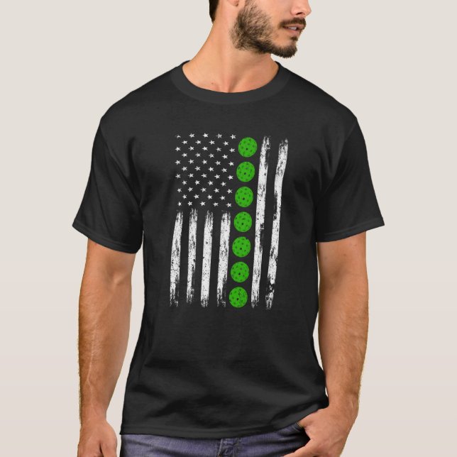 Camiseta Mens W do Esportes de Bandeiras Americanas em Desc (Frente)