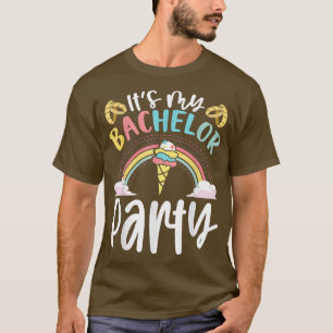 Camiseta Mens Weding Sorvete Rainbow Groom Funny Bachelo