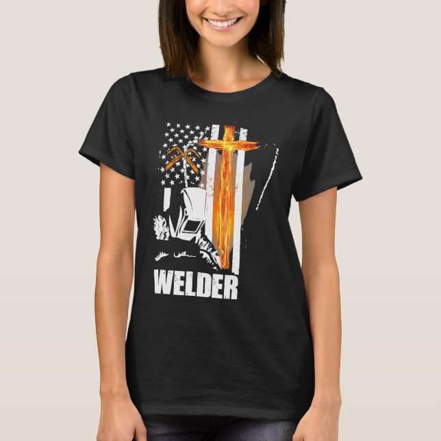 Camiseta Mens Welder American Flag Usa Patriotic Welder Gif (Frente)