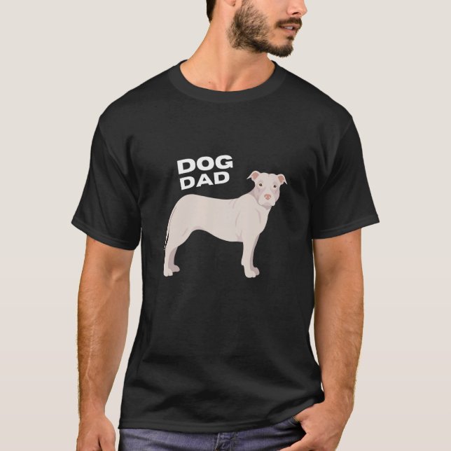 Camiseta Mens White American Pit Bull Terrier Dog Pai (Frente)