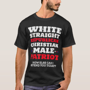 Camiseta Mens White Hetero Republicano Cristão Masculino Pa