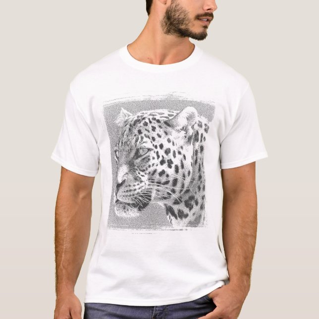 Camiseta Mens White T Shirts Leopardo Cabeça Elegante Moder (Frente)