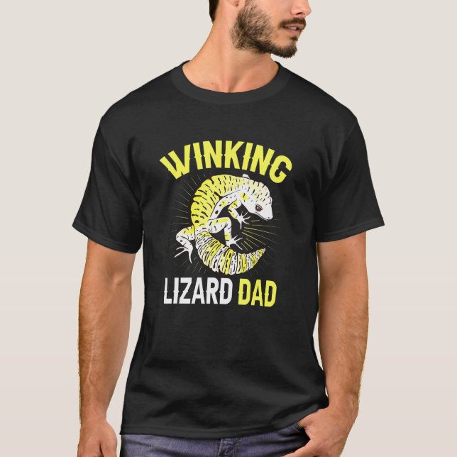 Camiseta Mens Winking Lizard Pai Réptil Herpetologista Leop (Frente)