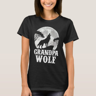 Camiseta Mens Wolves Howling Na Lua Avô Wolf Fath