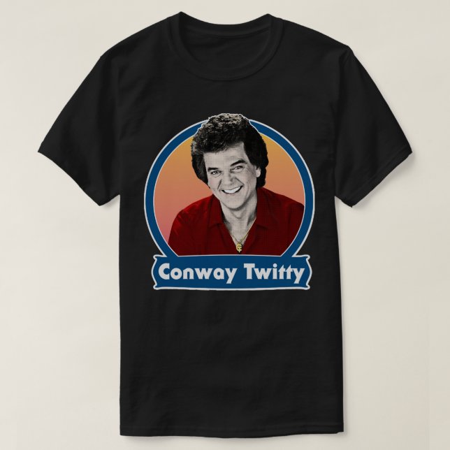 Camiseta Mens Womens Conway Retro Twitty Style Design Engra (Frente do Design)