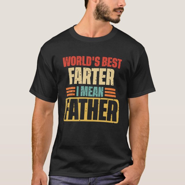 Camiseta Mens World's Best Farter, I Mean Father Retro Funn (Frente)