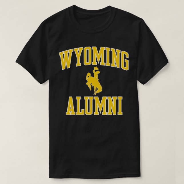 Camiseta Mens Wyoming Cowboys Roupa Alumni Arch Clássico (Frente do Design)
