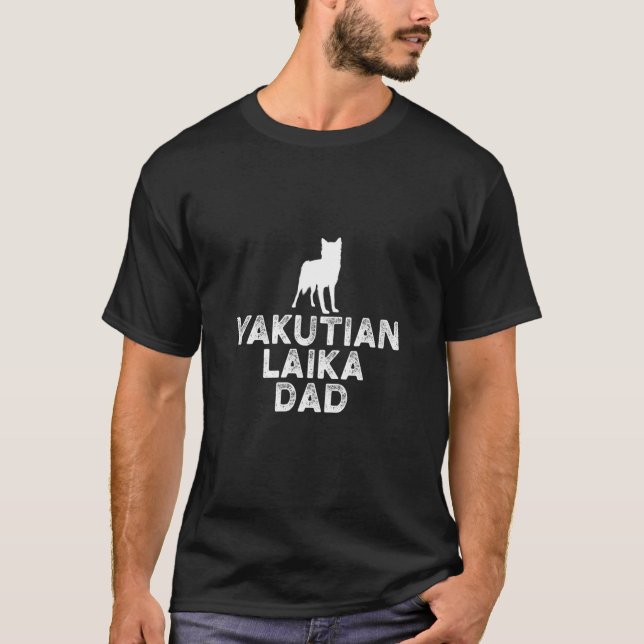 Camiseta Mens Yakutskaya Laika pai Yakutian Laika cão-cão (Frente)
