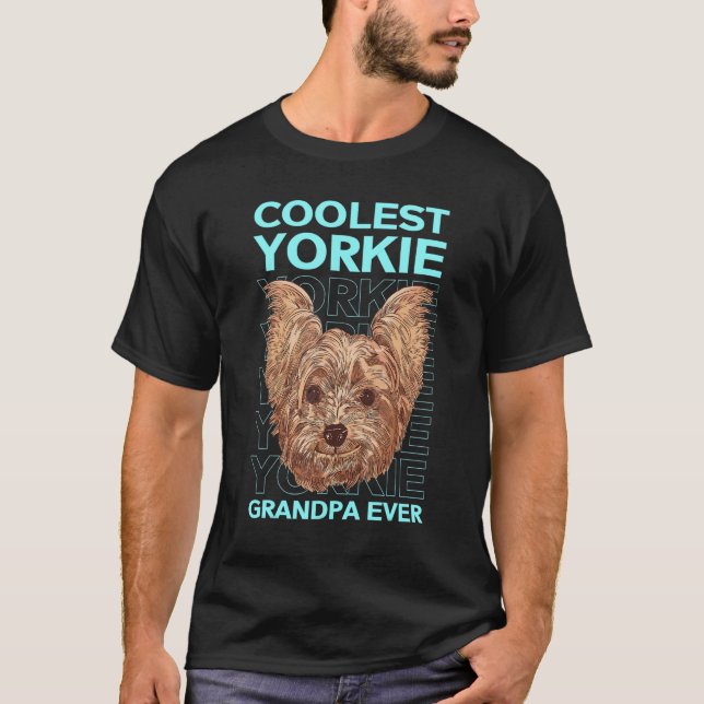 Camiseta Mens Yorkie Grandpa Dog Owner Yorkshire Terrier (Frente)