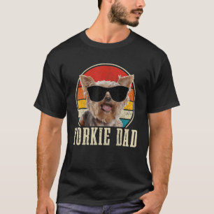 Camiseta Mens Yorkie Pai Óculos de sol Engraçados Cachorros