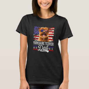 Camiseta Mens Yorkshire Terrier Pai Usa Flag Patriotic Fath