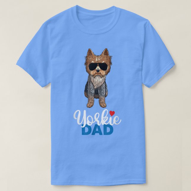 Camiseta Mens Yorkshire Terrier Papa Yorkie Pai (Frente do Design)