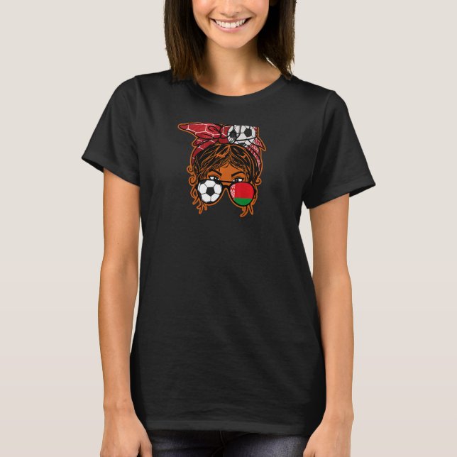 Camiseta Mensageira Bun Hair Brown Soccer Girl Belarus Jers (Frente)