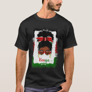 Camiseta Mensageira Bun Quênia Flag Mulher-Mulher do Quênia