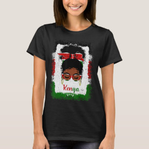 Camiseta Mensageira Bun Quênia Flag Mulher-Mulher do Quênia