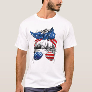 Camiseta Mensageiro Americano Bandeira 4 de julho Patriótic