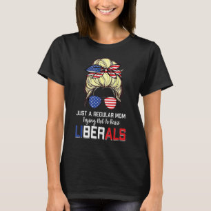 Camiseta Mensageiro Bun Apenas Uma Mãe Normal Tentando Não