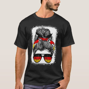 Camiseta Mensageiro Bun Hair Alemanha Bandeira Óculos Alemã