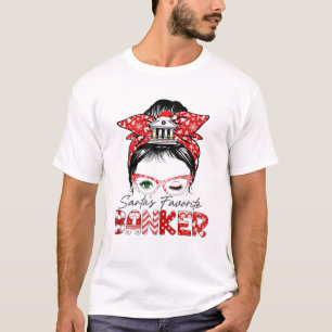 Camiseta Mensageiro Bun Hair Árvore de Natal Banimento Fav