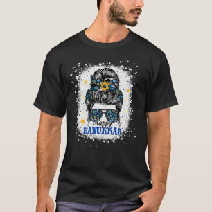 Camiseta Mensageiro Bun Hair Feliz Hanukkah Dias Meninas Mu