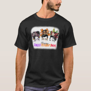 Camiseta Mensageiro Bun Hair Happy Hallothanksmas Natal Ble