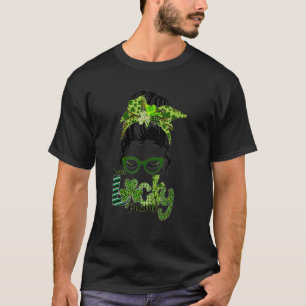 Camiseta Mensageiro Bun Leopard Dia de São Patrício Uma Mãe