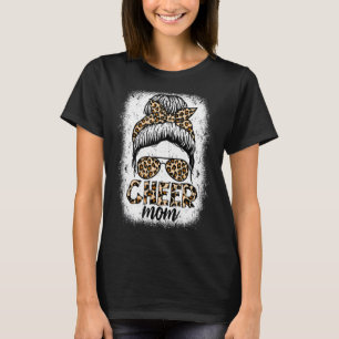 Camiseta Mensageiro Cheer Mãe Cheerleader Leopardo Mulheres