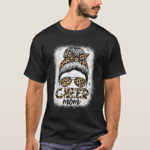 Camiseta Mensageiro Cheer Mãe Cheerleader Leopardo Mulheres