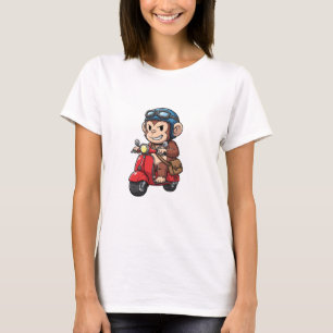 Camiseta Mensageiro do Macaco Legal Pilotando Scooter Verme