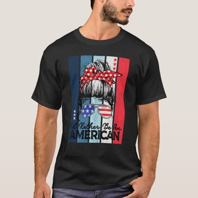 Camiseta Mensageiro Dos Eua Bandeira Mulheres 4 De Julho I  (Frente)
