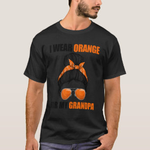 Camiseta Mensageiro Leucemia Eu Visto Laranja Para O Meu Av