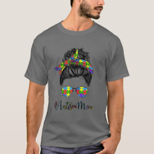 Camiseta Mensagem Bun Autismo Mãe Autismo Consciência Mês M