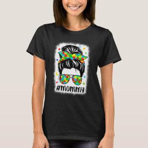 Camiseta Mensagem Bun Bandana Mamãe de apoio Mulheres Autis