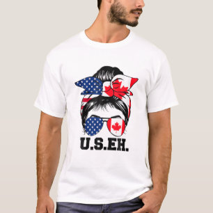 Camiseta Mensagem Bun Canadense Mãe Canadense Bandeira Cana
