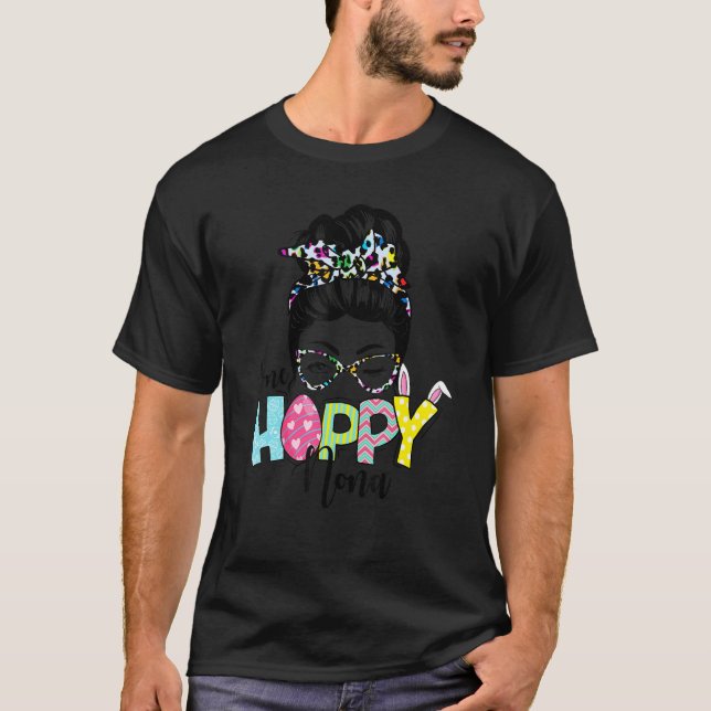 Camiseta Mensagem Bun Hair One Hoppy Nona Bunny Felz pascoa (Frente)