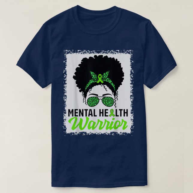 Camiseta Mensagem Bun Hair Saúde Mental Guerreiro Saúde Men (Frente do Design)