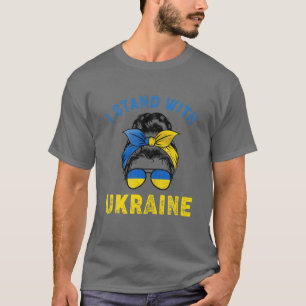 Camiseta Mensagem Bun Hair Ucrânia Sinalizador Ucraniano C