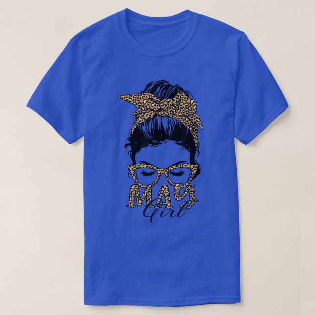 Camiseta Mensagem Bun May Girl Sunglass Leopardo Lady Birth (Frente do Design)
