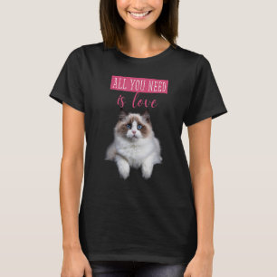 Camiseta Mensagem de Amor de Gatinho Oculto e Bonito Cat To