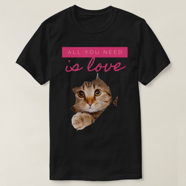 Camiseta Mensagem de Amor de Kitten Escondido (Frente do Design)