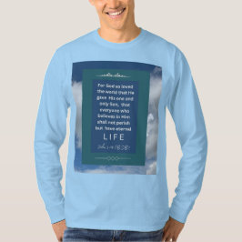 Camiseta Mensagem de Amor - John 3-16 - Long Sleeve Lt Blue