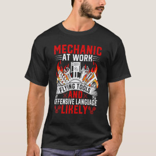 Camiseta Mensagem de Cuidado Mecânico Carro Automático Mecâ