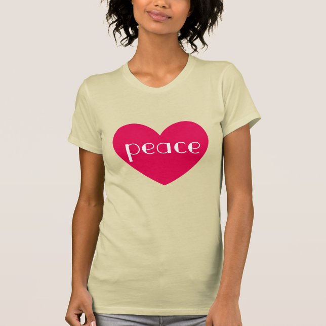Camiseta Mensagem de paz de coração rosa-quente (Frente)