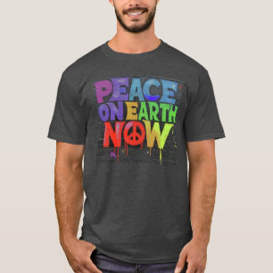 Camiseta Mensagem de Paz na Terra Agora estilo grafite