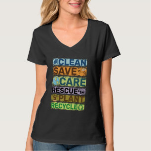 Camiseta Mensagem do Reciclar do Clean Save Care Rescution