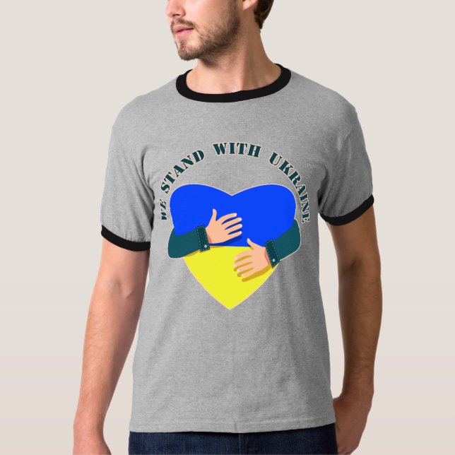Camiseta Mensagem inspiradora Estamos com a Ucrânia T-Shir (Frente)