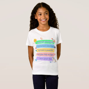 Camiseta Mensagem Positiva de Aprendizado para Mentes Peque
