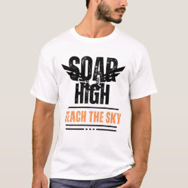 Camiseta Mensagem Positiva Soar Alcance Alto dos Homens do