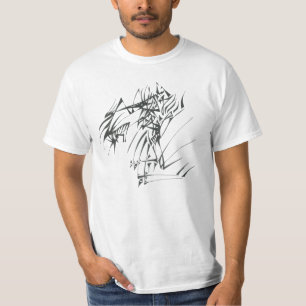 Camiseta Mensagem Preto Branco Arte de Tatuagem Tribal Abst