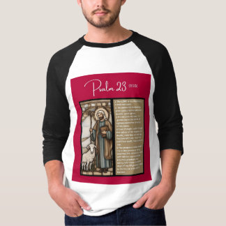 Camiseta Mensagem Salm - Psalm 23 - 3/4 Comprimento Branco